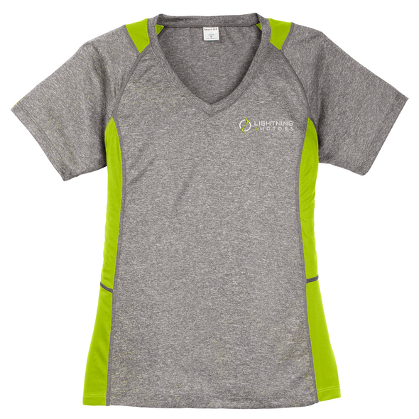 Sport-Tek® Ladies Heather Colorblock Contender™ V-Neck Tee