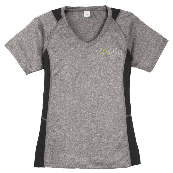 Sport-Tek® Ladies Heather Colorblock Contender™ V-Neck Tee