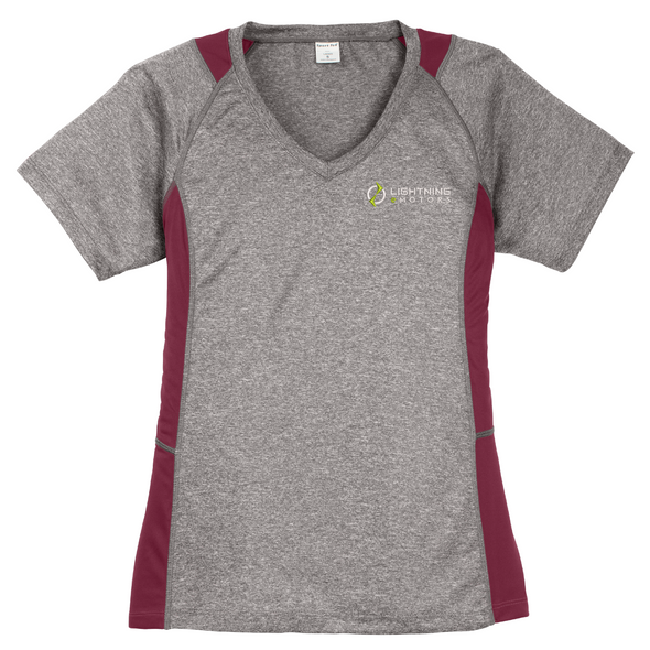 Sport-Tek® Ladies Heather Colorblock Contender™ V-Neck Tee