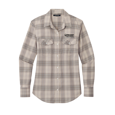 Ladies Long Sleeve Ombre Plaid Shirt